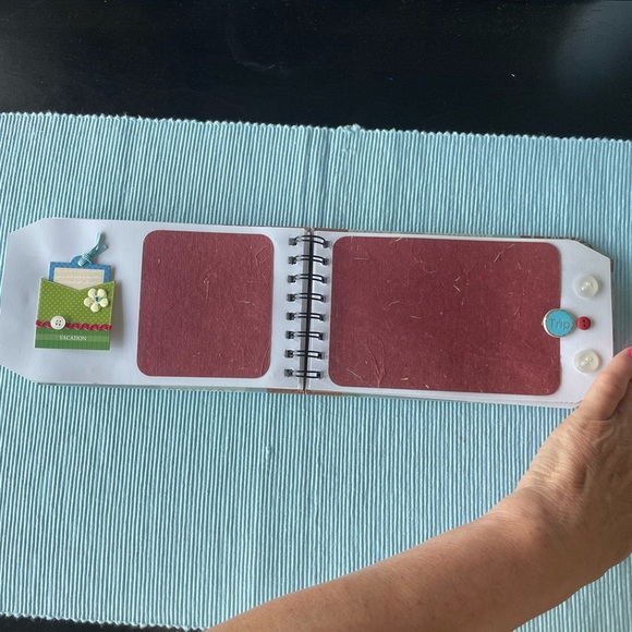 Travel Themed Pre-made Spiral Scrapbook with Bow- picture-ready! 8.25x4.5” - Picture 9 of 17